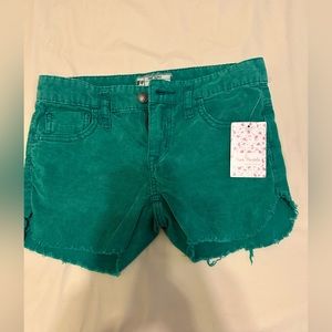 Free people green corduroy shorts